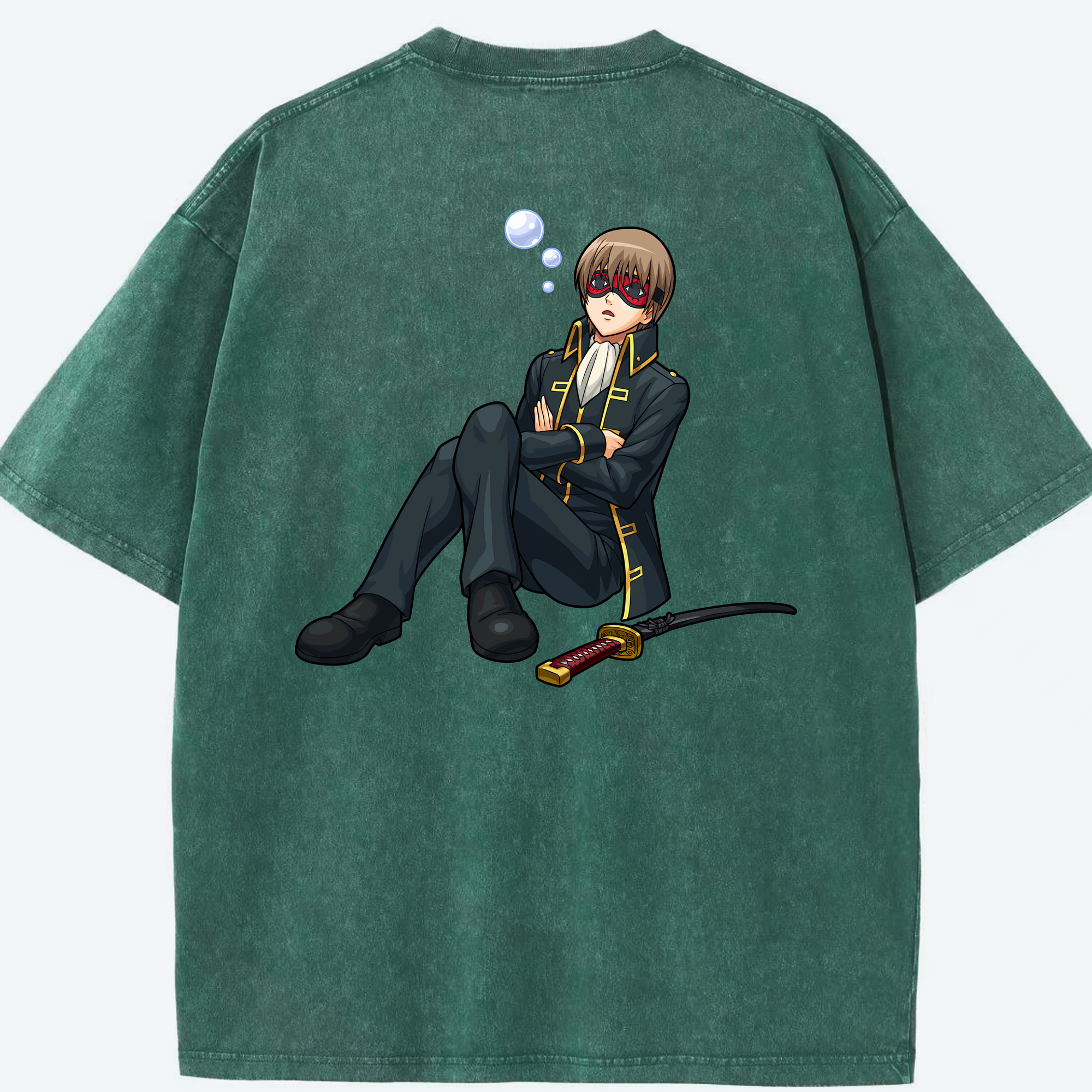 （画像用） ぎんたま 坂田銀時（さかたぎんとき） 神楽 志村新八（しむら しんぱち） GINTAMA Sakata Gintoki Kagura Shimura Shinpachi 綿100% ヴィンテージ風 半袖Tシャツ（背面プリント）